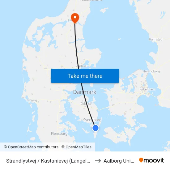 Strandlystvej / Kastanievej (Langeland Kommune) to Aalborg Universitet map
