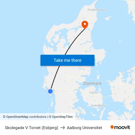 Skolegade V Torvet (Esbjerg) to Aalborg Universitet map