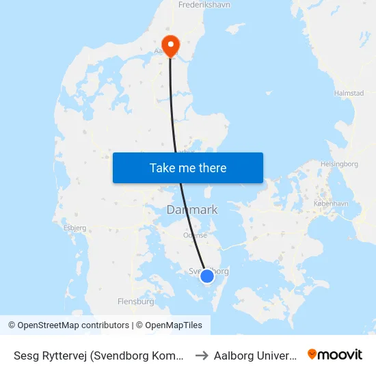Sesg Ryttervej (Svendborg Kommune) to Aalborg Universitet map