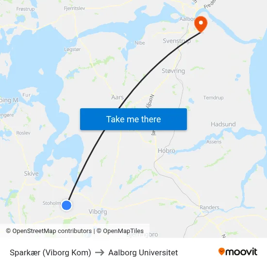 Sparkær (Viborg Kom) to Aalborg Universitet map