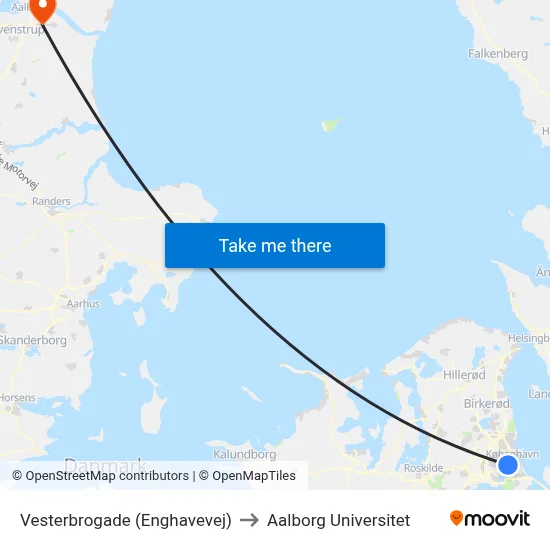 Vesterbrogade (Enghavevej) to Aalborg Universitet map