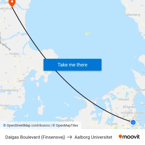 Dalgas Boulevard (Finsensvej) to Aalborg Universitet map