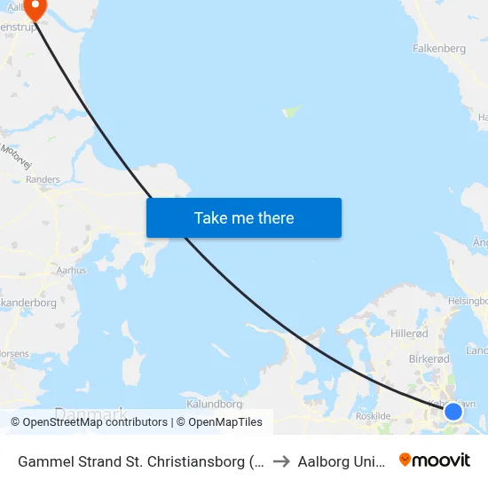 Gammel Strand St. Christiansborg (Vindebrogade) to Aalborg Universitet map
