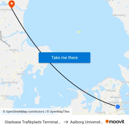 Gladsaxe Trafikplads Terminalen to Aalborg Universitet map