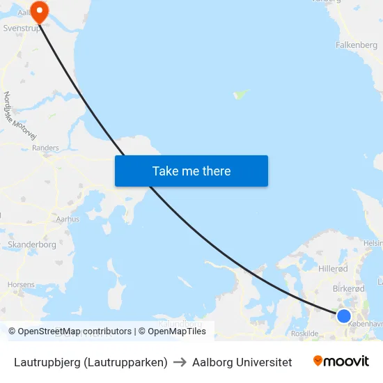 Lautrupbjerg (Lautrupparken) to Aalborg Universitet map