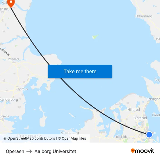Operaen to Aalborg Universitet map