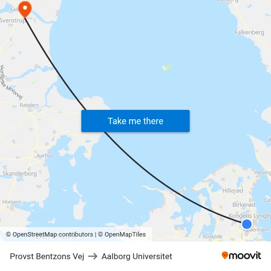 Provst Bentzons Vej to Aalborg Universitet map