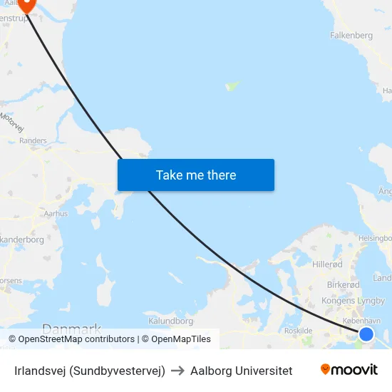 Irlandsvej (Sundbyvestervej) to Aalborg Universitet map