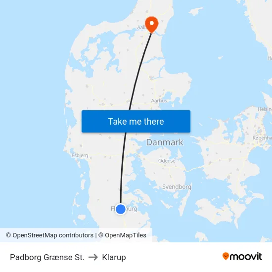 Padborg Grænse St. to Klarup map
