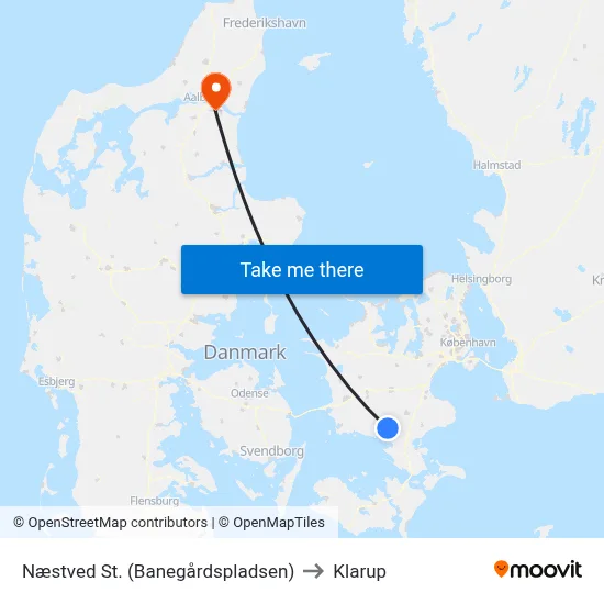 Næstved St. (Banegårdspladsen) to Klarup map