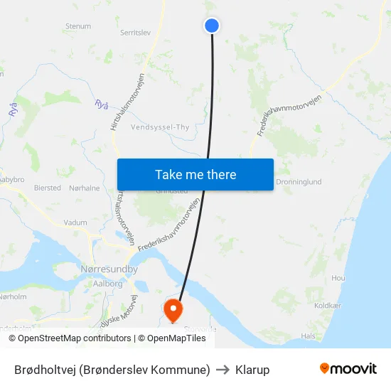 Brødholtvej (Brønderslev Kommune) to Klarup map