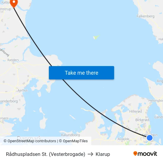 Rådhuspladsen St. (Vesterbrogade) to Klarup map