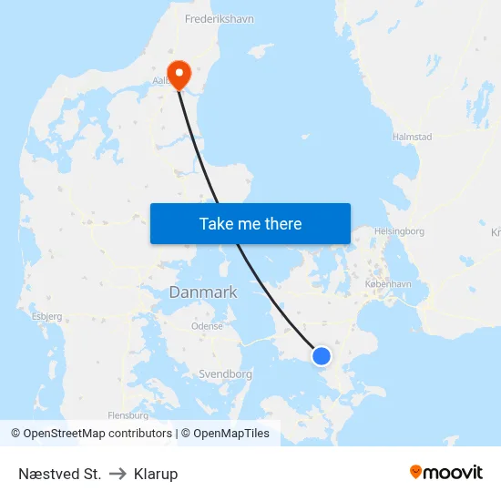 Næstved St. to Klarup map