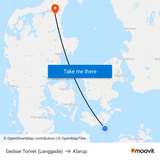 Gedser Torvet (Langgade) to Klarup map