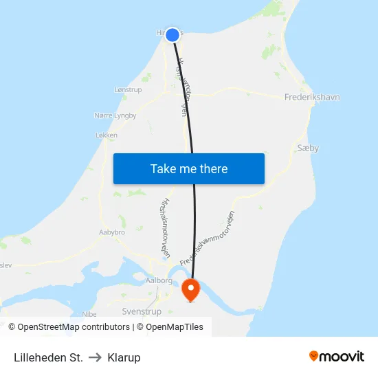 Lilleheden St. to Klarup map