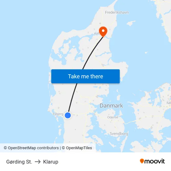 Gørding St. to Klarup map