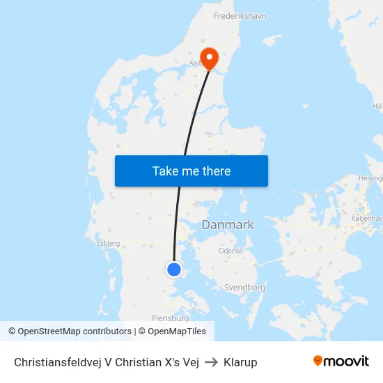 Christiansfeldvej V Christian X's Vej to Klarup map