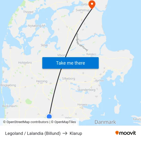 Legoland / Lalandia (Billund) to Klarup map