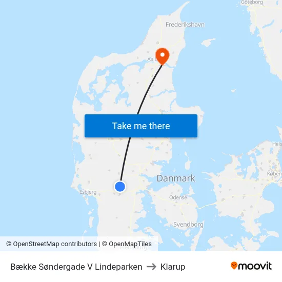 Bække Søndergade V Lindeparken to Klarup map