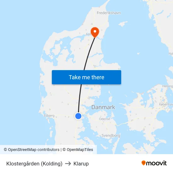 Klostergården (Kolding) to Klarup map