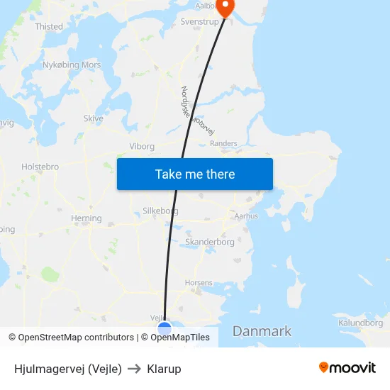 Hjulmagervej (Vejle) to Klarup map
