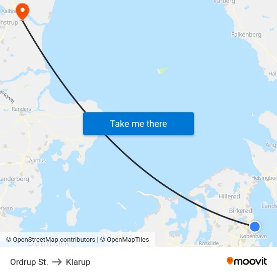Ordrup St. to Klarup map