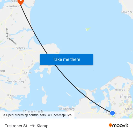 Trekroner St. to Klarup map