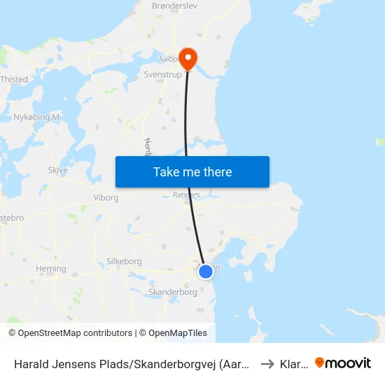 Harald Jensens Plads/Skanderborgvej (Aarhus Kom) to Klarup map