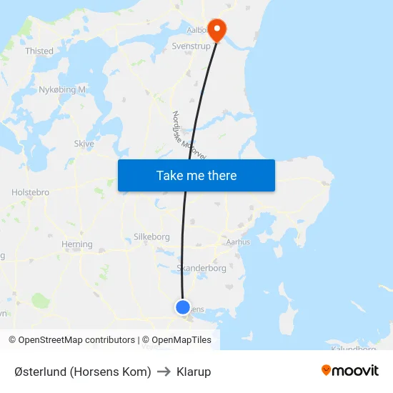 Østerlund (Horsens Kom) to Klarup map