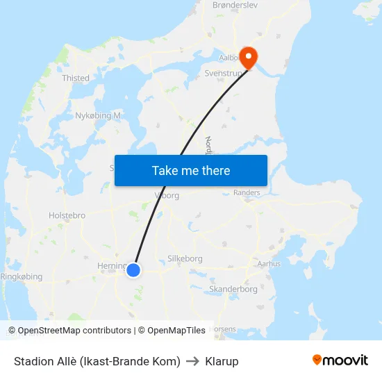 Stadion Allè (Ikast-Brande Kom) to Klarup map