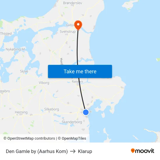 Den Gamle by (Aarhus Kom) to Klarup map