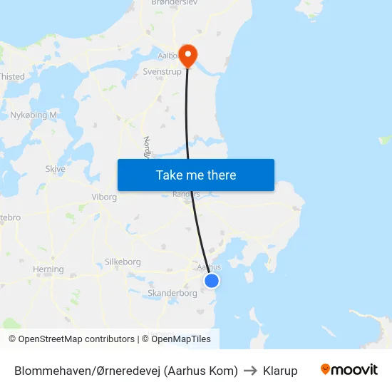 Blommehaven/Ørneredevej (Aarhus Kom) to Klarup map
