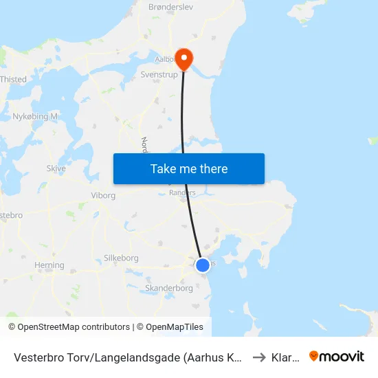 Vesterbro Torv/Langelandsgade (Aarhus Kom) to Klarup map
