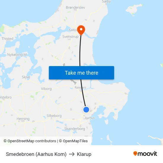 Smedebroen (Aarhus Kom) to Klarup map