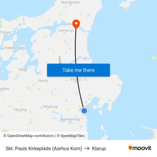 Skt. Pauls Kirkeplads (Aarhus Kom) to Klarup map