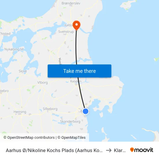 Aarhus Ø/Nikoline Kochs Plads (Aarhus Kom) to Klarup map