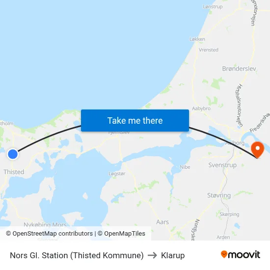 Nors Gl. Station (Thisted Kommune) to Klarup map