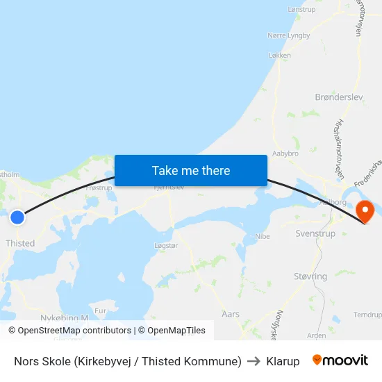 Nors Skole (Kirkebyvej / Thisted Kommune) to Klarup map