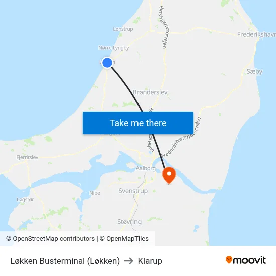 Løkken Busterminal (Løkken) to Klarup map