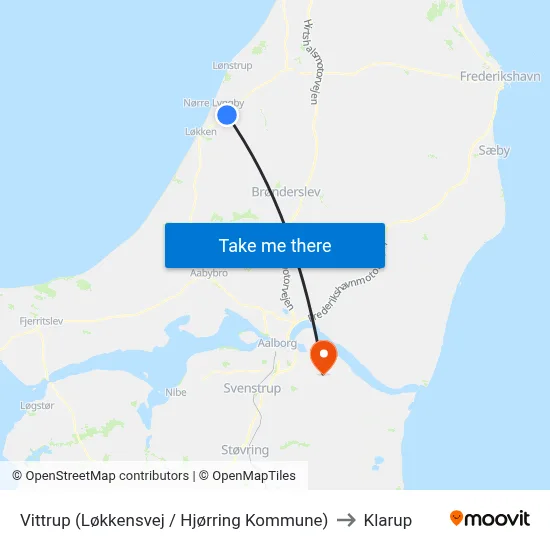 Vittrup (Løkkensvej / Hjørring Kommune) to Klarup map