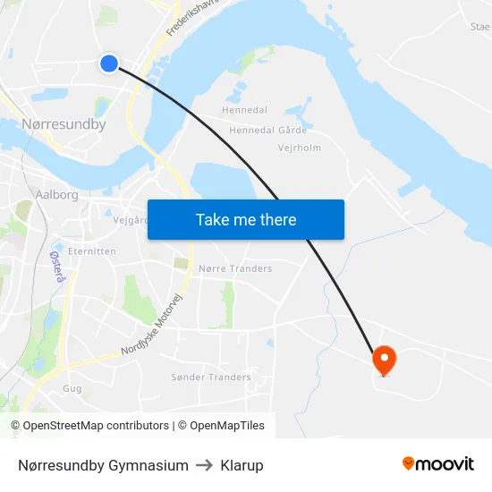 Nørresundby Gymnasium to Klarup map