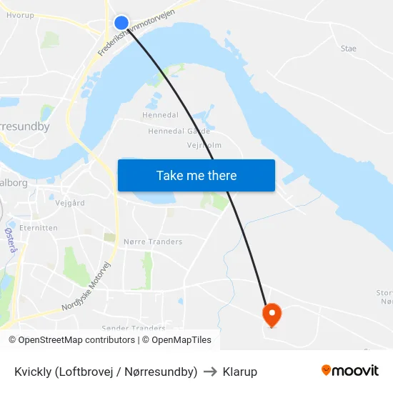 Kvickly (Loftbrovej / Nørresundby) to Klarup map