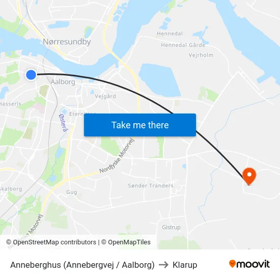Anneberghus (Annebergvej / Aalborg) to Klarup map