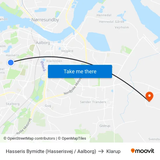 Hasseris Bymidte (Hasserisvej / Aalborg) to Klarup map