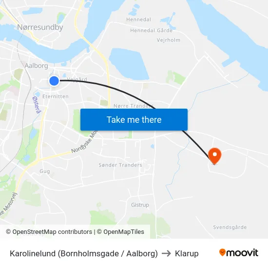 Karolinelund (Bornholmsgade / Aalborg) to Klarup map