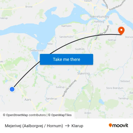 Mejerivej  (Aalborgvej / Hornum) to Klarup map