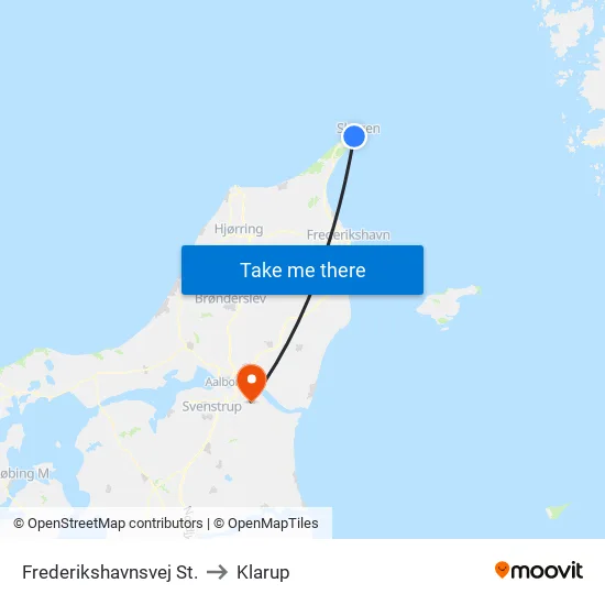 Frederikshavnsvej St. to Klarup map