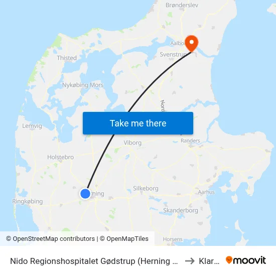 Nido Regionshospitalet Gødstrup (Herning Kom) to Klarup map