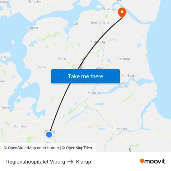 Regionshospitalet Viborg to Klarup map
