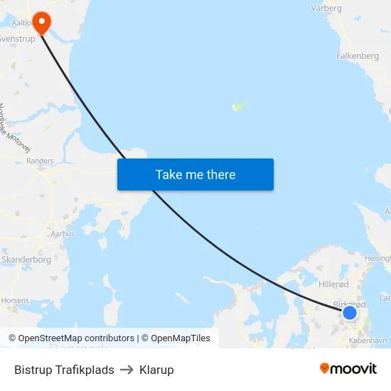 Bistrup Trafikplads to Klarup map